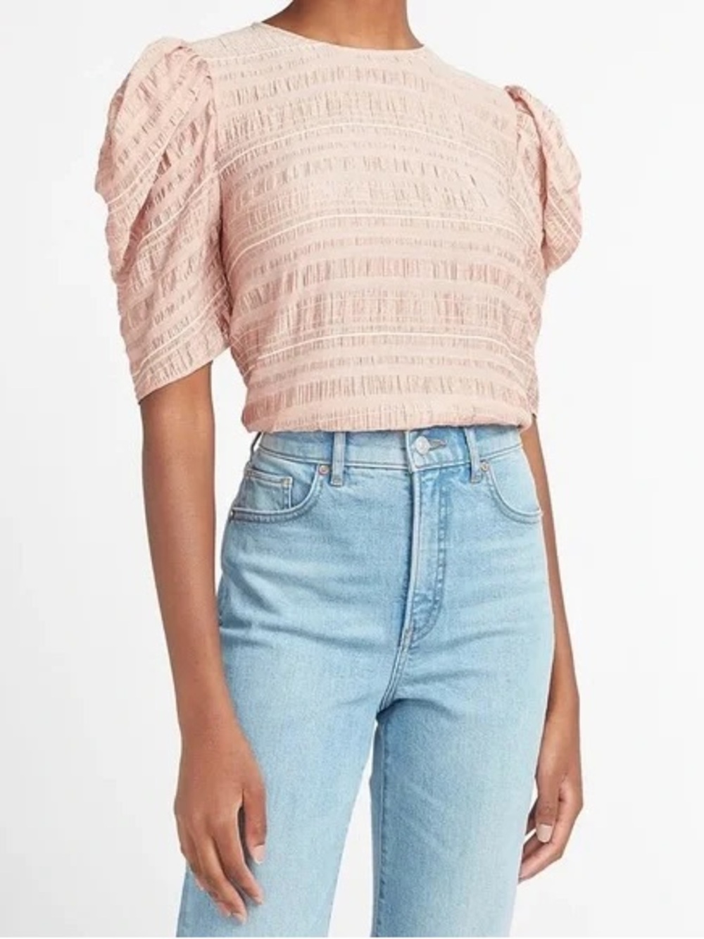 Express Textured Puff-Sleeve Top